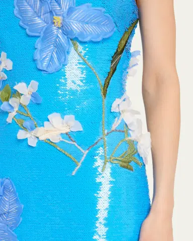 Monique Lhuillier Strapless Iris Applique Sequined Gown | Thumbnail 5 Monique Lhuillier Strapless Iris Applique Sequined Gown | Thumbnail 5
