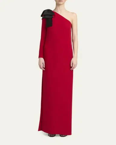 Valentino Garavani Bow One-Shoulder Silk Crepe Column Gown | Thumbnail 2 Valentino Garavani Bow One-Shoulder Silk Crepe Column Gown | Thumbnail 2