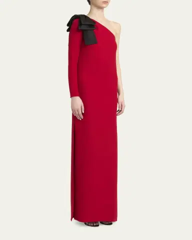 Valentino Garavani Bow One-Shoulder Silk Crepe Column Gown | Thumbnail 4 Valentino Garavani Bow One-Shoulder Silk Crepe Column Gown | Thumbnail 4