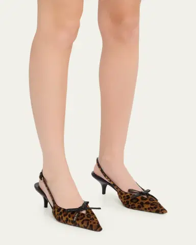 Miu Miu 55mm Leopard Calf Hair Bow Slingback Pumps | Thumbnail 2 Miu Miu 55mm Leopard Calf Hair Bow Slingback Pumps | Thumbnail 2