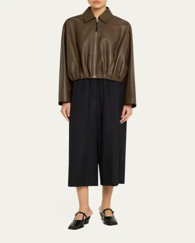 Loewe Leather Draped Bomber Jacket | Thumbnail 2 Loewe Leather Draped Bomber Jacket | Thumbnail 2