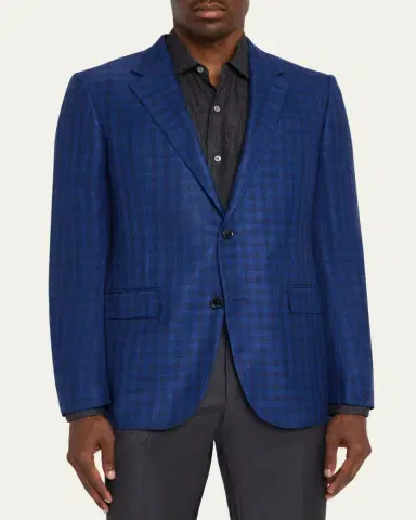Zegna Men's Gingham Check Single-Breasted Sport Coat | Thumbnail 4 Zegna Men's Gingham Check Single-Breasted Sport Coat | Thumbnail 4
