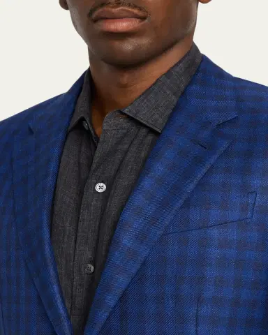 Zegna Men's Gingham Check Single-Breasted Sport Coat | Thumbnail 5 Zegna Men's Gingham Check Single-Breasted Sport Coat | Thumbnail 5