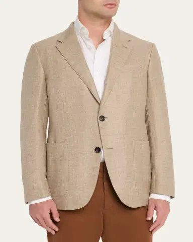 Zegna Men's Patch-Pocket Melange Single-Breasted Sport Coat | Thumbnail 4 Zegna Men's Patch-Pocket Melange Single-Breasted Sport Coat | Thumbnail 4
