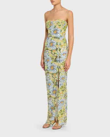 Bronx and Banco Veronica Strapless Floral Sequin Column Gown | Thumbnail 3 Bronx and Banco Veronica Strapless Floral Sequin Column Gown | Thumbnail 3