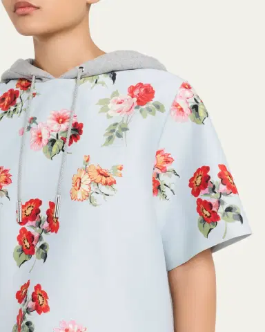 Brandon Maxwell The Aine Floral Silk Faille Short-Sleeve Hoodie | Thumbnail 5 Brandon Maxwell The Aine Floral Silk Faille Short-Sleeve Hoodie | Thumbnail 5
