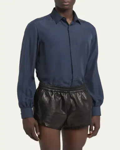 TOM FORD Men's Lyocell Enzyme-Wash Button-Down Shirt | Thumbnail 4 TOM FORD Men's Lyocell Enzyme-Wash Button-Down Shirt | Thumbnail 4