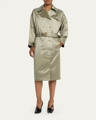 Willy Chavarria Satin Double-Breasted Midi Trench Dress | Thumbnail 2 Willy Chavarria Satin Double-Breasted Midi Trench Dress | Thumbnail 2