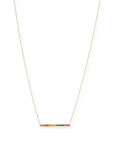Sydney Evan 14K Rainbow Sapphire Bar Pendant Necklace | Thumbnail 1 Sydney Evan 14K Rainbow Sapphire Bar Pendant Necklace | Thumbnail 1