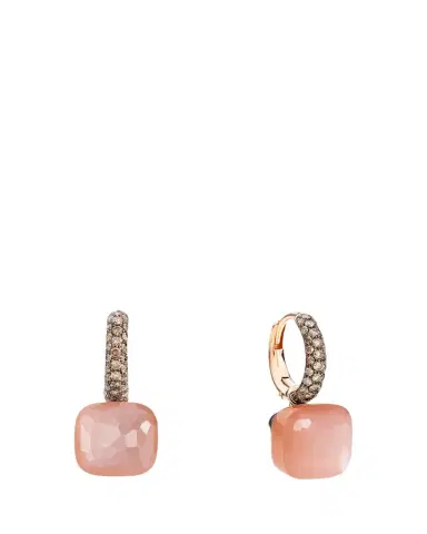 Pomellato Nudo Classic Rose Gold Orange Moonstone and Brown Diamond Earrings | Thumbnail 1 Pomellato Nudo Classic Rose Gold Orange Moonstone and Brown Diamond Earrings | Thumbnail 1