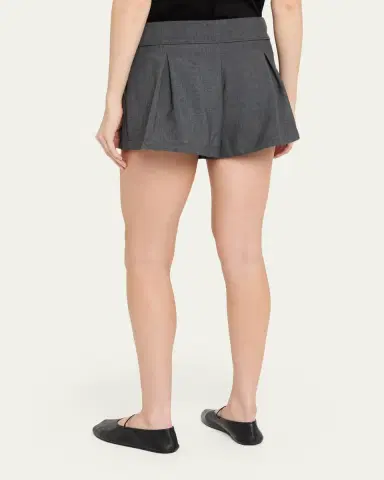 Zomer Foldover Waist Pleated A-Line Tailored Shorts | Thumbnail 3 Zomer Foldover Waist Pleated A-Line Tailored Shorts | Thumbnail 3