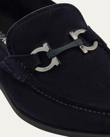 Ferragamo Men's Grandioso Suede Gancio-Bit Loafers | Thumbnail 4 Ferragamo Men's Grandioso Suede Gancio-Bit Loafers | Thumbnail 4
