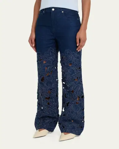 SIMKHAI Betty Embroidered Straight-Leg Jeans | Thumbnail 4 SIMKHAI Betty Embroidered Straight-Leg Jeans | Thumbnail 4