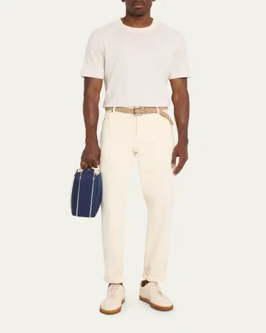 Brunello Cucinelli Men's Leather Double-Zip Toiletry Bag | Thumbnail 5 Brunello Cucinelli Men's Leather Double-Zip Toiletry Bag | Thumbnail 5
