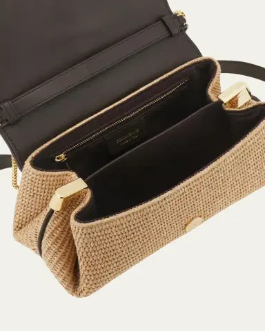 Ferragamo Leather-Trim Raffia Crossbody Bag | Thumbnail 4 Ferragamo Leather-Trim Raffia Crossbody Bag | Thumbnail 4