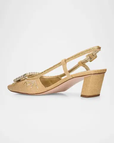 Roger Vivier 45mm Belle Vivier Embellished Canvas Slingback Pumps | Thumbnail 3 Roger Vivier 45mm Belle Vivier Embellished Canvas Slingback Pumps | Thumbnail 3