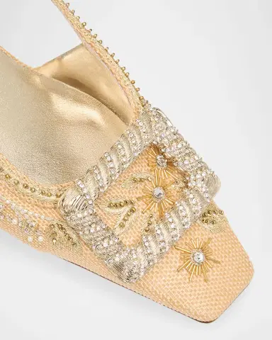 Roger Vivier 45mm Belle Vivier Embellished Canvas Slingback Pumps | Thumbnail 4 Roger Vivier 45mm Belle Vivier Embellished Canvas Slingback Pumps | Thumbnail 4