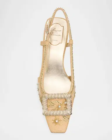 Roger Vivier 45mm Belle Vivier Embellished Canvas Slingback Pumps | Thumbnail 5 Roger Vivier 45mm Belle Vivier Embellished Canvas Slingback Pumps | Thumbnail 5