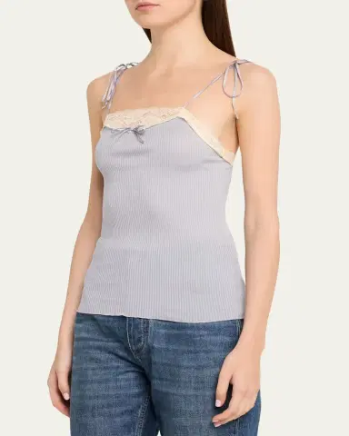 Chloé Lace-Trim Rib Cami Top | Thumbnail 4 Chloé Lace-Trim Rib Cami Top | Thumbnail 4