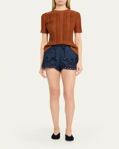 Zimmermann Mahon Broderie Denim Shorts | Thumbnail 2 Zimmermann Mahon Broderie Denim Shorts | Thumbnail 2