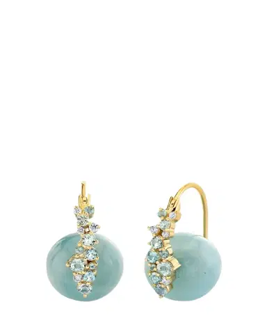 Sydney Evan 14K Blue Topaz and Aquamarine Bead Earrings, 12mm | Thumbnail 1 Sydney Evan 14K Blue Topaz and Aquamarine Bead Earrings, 12mm | Thumbnail 1