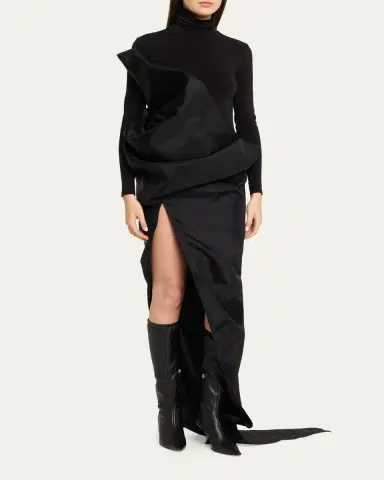 Rick Owens Temple Sculptural Draped Slit Skirt | Thumbnail 4 Rick Owens Temple Sculptural Draped Slit Skirt | Thumbnail 4