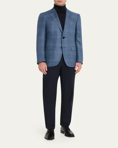 ZEGNA Men's Plaid Cashmere and Silk Single-Breasted Sport Coat | Thumbnail 2 ZEGNA Men's Plaid Cashmere and Silk Single-Breasted Sport Coat | Thumbnail 2
