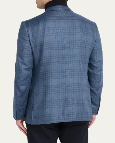 ZEGNA Men's Plaid Cashmere and Silk Single-Breasted Sport Coat | Thumbnail 3 ZEGNA Men's Plaid Cashmere and Silk Single-Breasted Sport Coat | Thumbnail 3