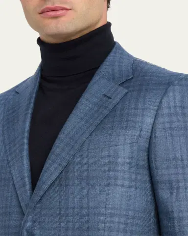ZEGNA Men's Plaid Cashmere and Silk Single-Breasted Sport Coat | Thumbnail 5 ZEGNA Men's Plaid Cashmere and Silk Single-Breasted Sport Coat | Thumbnail 5