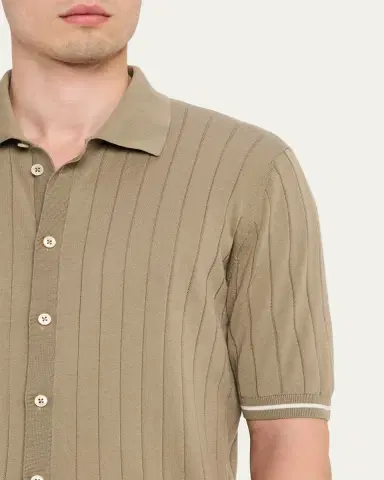 Fioroni Men's Wide Rib Short-Sleeve Button-Down Shirt | Thumbnail 5 Fioroni Men's Wide Rib Short-Sleeve Button-Down Shirt | Thumbnail 5
