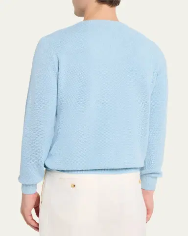 Fioroni Men's Diamond-Knit Silk/Cotton Crewneck Sweater | Thumbnail 3 Fioroni Men's Diamond-Knit Silk/Cotton Crewneck Sweater | Thumbnail 3