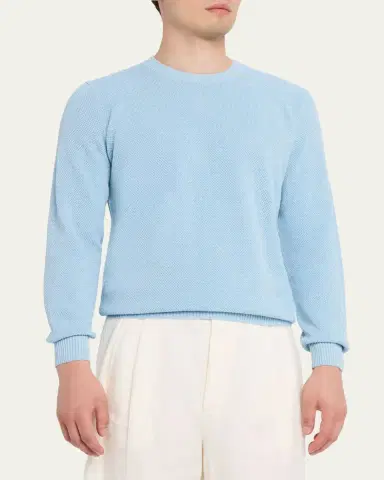 Fioroni Men's Diamond-Knit Silk/Cotton Crewneck Sweater | Thumbnail 4 Fioroni Men's Diamond-Knit Silk/Cotton Crewneck Sweater | Thumbnail 4