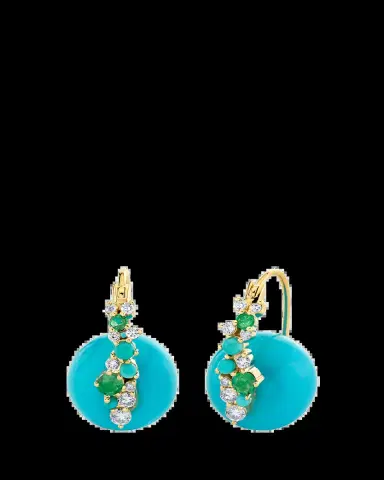 Sydney Evan 14K Diamonds and Emeralds on Turquoise Bead Earrings | Thumbnail 2 Sydney Evan 14K Diamonds and Emeralds on Turquoise Bead Earrings | Thumbnail 2