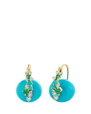 Sydney Evan 14K Diamonds and Emeralds on Turquoise Bead Earrings | Thumbnail 1 Sydney Evan 14K Diamonds and Emeralds on Turquoise Bead Earrings | Thumbnail 1
