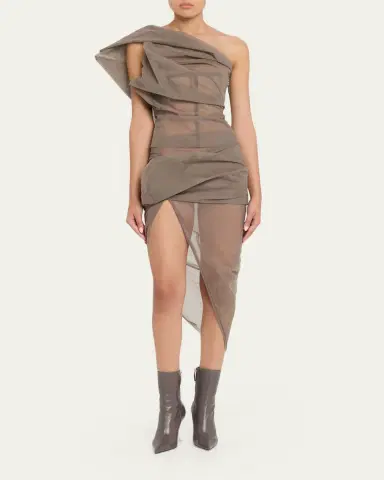 Rick Owens Asymmetric Draped Sheer Tulle Midi Skirt | Thumbnail 2 Rick Owens Asymmetric Draped Sheer Tulle Midi Skirt | Thumbnail 2