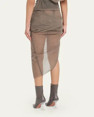 Rick Owens Asymmetric Draped Sheer Tulle Midi Skirt | Thumbnail 3 Rick Owens Asymmetric Draped Sheer Tulle Midi Skirt | Thumbnail 3