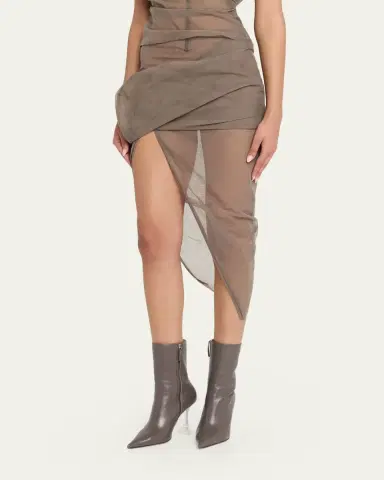 Rick Owens Asymmetric Draped Sheer Tulle Midi Skirt | Thumbnail 4 Rick Owens Asymmetric Draped Sheer Tulle Midi Skirt | Thumbnail 4