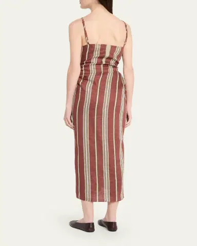 A.L.C. Naomi Draped Stripe Linen Midi Dress | Thumbnail 3 A.L.C. Naomi Draped Stripe Linen Midi Dress | Thumbnail 3