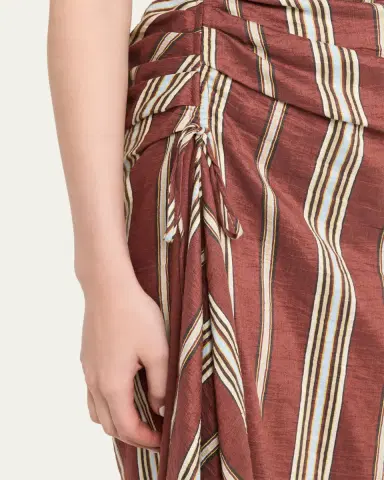 A.L.C. Naomi Draped Stripe Linen Midi Dress | Thumbnail 5 A.L.C. Naomi Draped Stripe Linen Midi Dress | Thumbnail 5