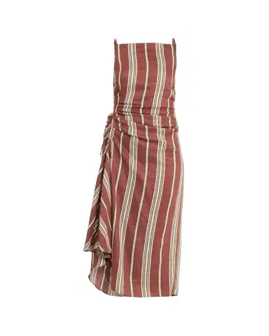 A.L.C. Naomi Draped Stripe Linen Midi Dress | Thumbnail 1 A.L.C. Naomi Draped Stripe Linen Midi Dress | Thumbnail 1