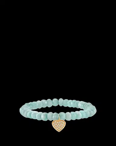 Sydney Evan 14K Diamond Pave Heart Charm on Amazonite Bracelet | Thumbnail 2 Sydney Evan 14K Diamond Pave Heart Charm on Amazonite Bracelet | Thumbnail 2