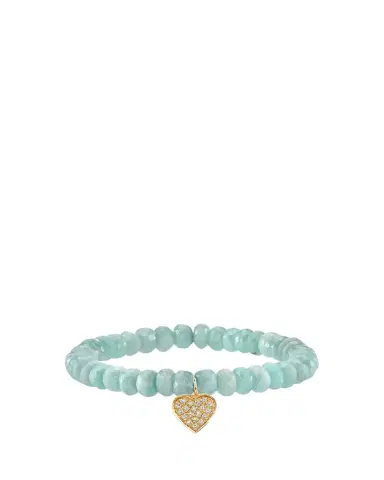 Sydney Evan 14K Diamond Pave Heart Charm on Amazonite Bracelet | Thumbnail 1 Sydney Evan 14K Diamond Pave Heart Charm on Amazonite Bracelet | Thumbnail 1
