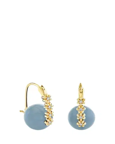 Sydney Evan 14K Diamond Tiny Daisy on Agate Earrings, 10mm | Thumbnail 1 Sydney Evan 14K Diamond Tiny Daisy on Agate Earrings, 10mm | Thumbnail 1