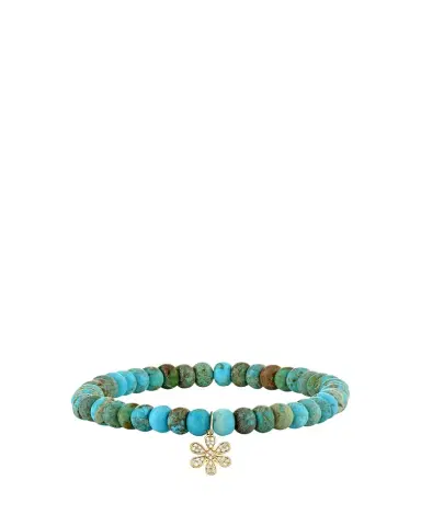 Sydney Evan 14K Mini Pave Daisy on Turquoise Bracelet | Thumbnail 1 Sydney Evan 14K Mini Pave Daisy on Turquoise Bracelet | Thumbnail 1