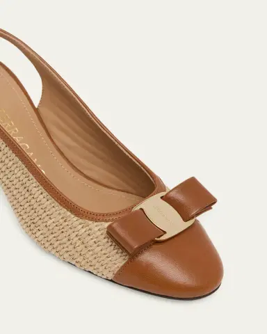 Ferragamo 55mm Vetty Raffia and Leather Slingback Pumps | Thumbnail 3 Ferragamo 55mm Vetty Raffia and Leather Slingback Pumps | Thumbnail 3