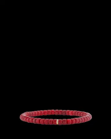 Sydney Evan 4mm Red Heishi Bead and Diamond Rondelle Stretch Bracelet | Thumbnail 2 Sydney Evan 4mm Red Heishi Bead and Diamond Rondelle Stretch Bracelet | Thumbnail 2