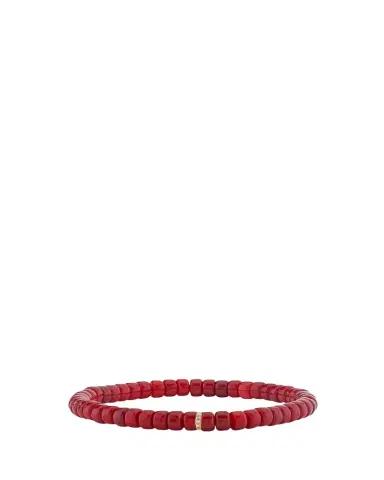 Sydney Evan 4mm Red Heishi Bead and Diamond Rondelle Stretch Bracelet | Thumbnail 1 Sydney Evan 4mm Red Heishi Bead and Diamond Rondelle Stretch Bracelet | Thumbnail 1