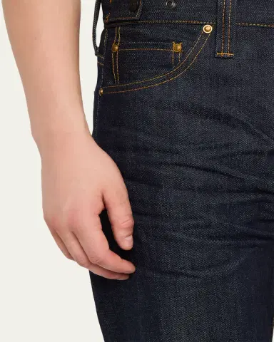 Master Craft Union Men's Waistband-Tab Indigo Denim Straight-Leg Jeans | Thumbnail 5 Master Craft Union Men's Waistband-Tab Indigo Denim Straight-Leg Jeans | Thumbnail 5