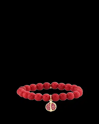 Sydney Evan 14K Ruby Pomegranate on Red Jade Beaded Stretch Bracelet | Thumbnail 2 Sydney Evan 14K Ruby Pomegranate on Red Jade Beaded Stretch Bracelet | Thumbnail 2