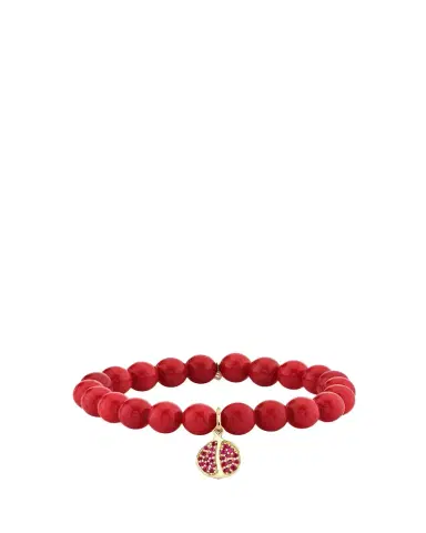 Sydney Evan 14K Ruby Pomegranate on Red Jade Beaded Stretch Bracelet | Thumbnail 1 Sydney Evan 14K Ruby Pomegranate on Red Jade Beaded Stretch Bracelet | Thumbnail 1